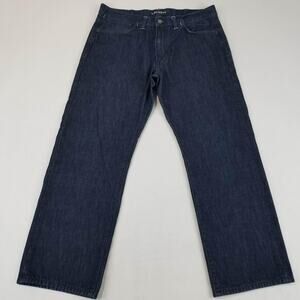 Lacoste Jeans Mens 36x30 Blue Dark Wash Straight Leg Denim Pants Casual Classic